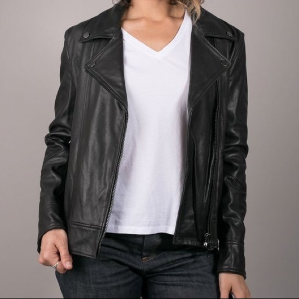 NWT Baldwin flint leather jacket, size M